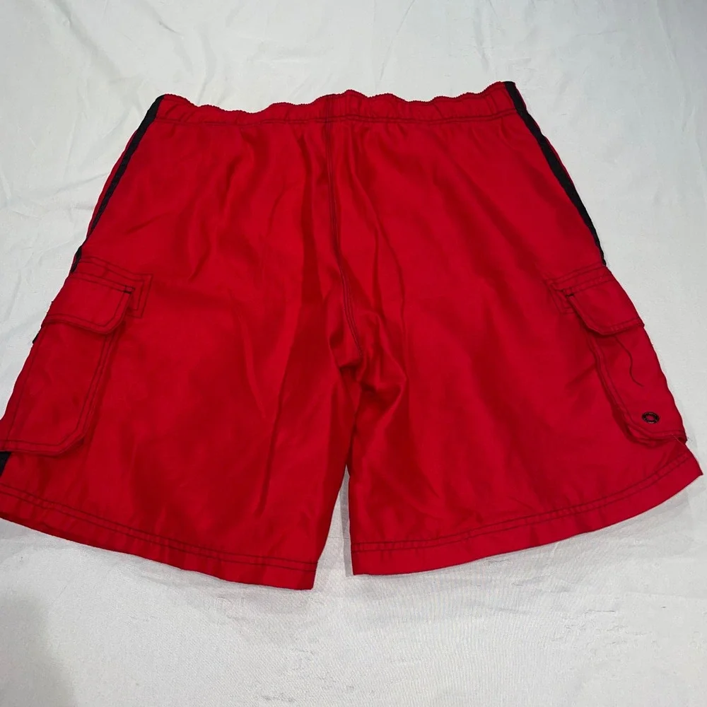OP Ocean Pacific Mens Red Cargo Swim Trunks Board Shorts Size Large 36-38